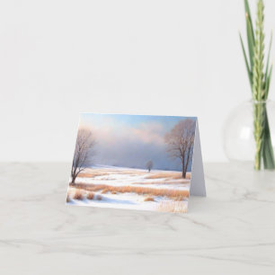 Carte de voeux pliée du paysage hivernal des Prair