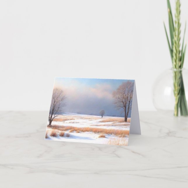 Carte de voeux pliée du paysage hivernal des Prair (Devant)