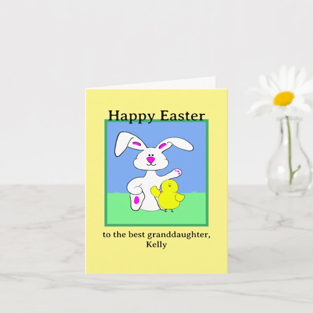 Carte de vœux pliée Easter Bunny & Chick (Petite plante)