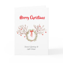 carte de vœux pliée élégante aquarelle de Noël