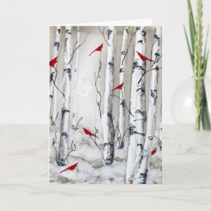 Carte de voeux pliée en blanc pour les oiseaux