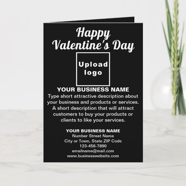 Carte de voeux pliée en noir de Saint-Valentin d'a (Devant)