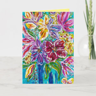 Carte de voeux pliée Florale "Vase Bleu"