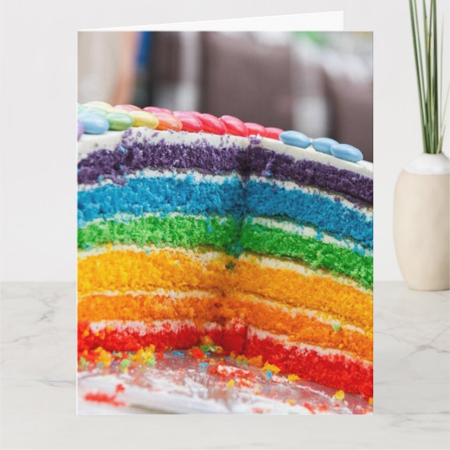 CARTE DE VŒUX PLIÉE GÂTEAU ARC-EN-CIEL À L'INTÉRIE (Devant)