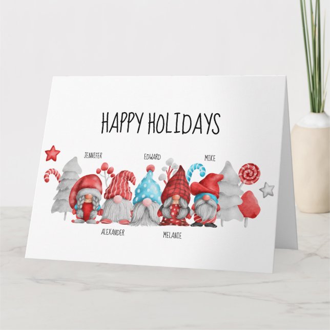 Carte de voeux pliée Gnomes de Noël (Devant)