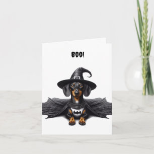 Carte de voeux pliée Halloween Dachshund Witch