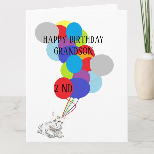 Carte de voeux Pliée HEUREUSE 2E ANNIVERSAIRE GRAN (Devant)