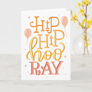 Carte de vœux pliée Hip Hip Hourra Anniversaire