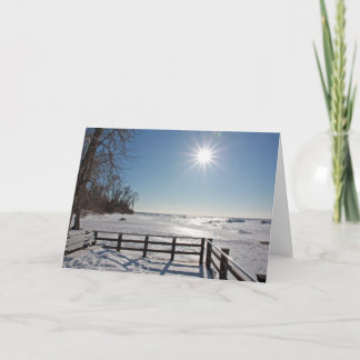 Carte de voeux pliée Icy Lake Erie 7 x 5 - blanc