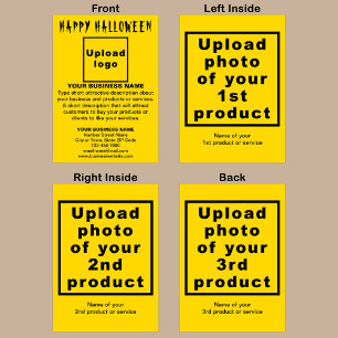 Carte de voeux Pliée Jaune Halloween d'affaires