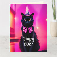Carte de vœux pliée Jazzy black cat 2027