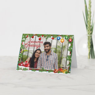 Carte de voeux pliée Joyeuses Fêtes