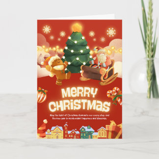 Carte de vœux pliée Joyeux Noël pour enfants