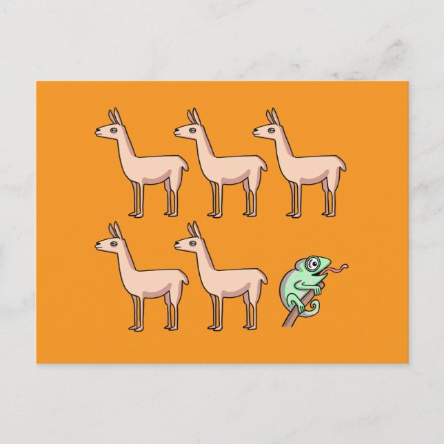 Carte de voeux pliée Llama Chameleon (Devant)