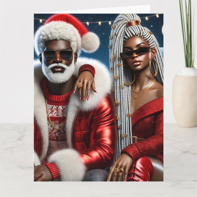 Carte de vœux pliée Monsieur et Madame Père Noël (Devant)