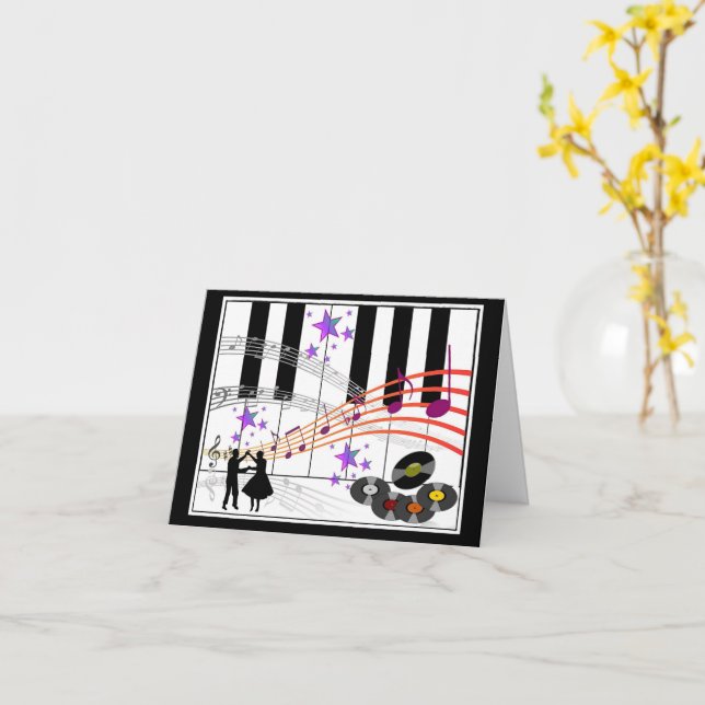 Carte de voeux pliée Nostalgie de sock Hop (Fleur jaune)