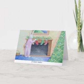 Carte de voeux pliée père Noël Bunny