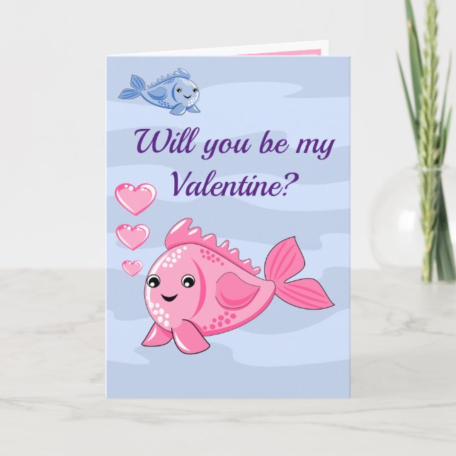 Carte de vœux pliée Poisson Mignon pour la Saint-V (Devant)