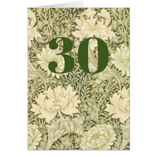 Carte de vœux pliée pour 30 ans avec motif floral