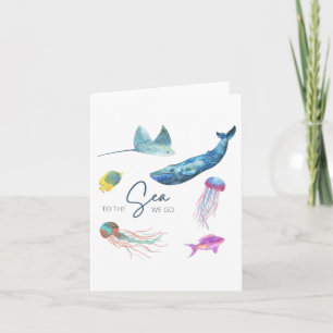 Carte de vœux pliée pour aller à la mer