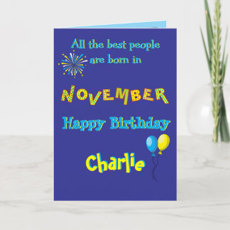 Carte de vœux pliée pour anniversaire de novembre