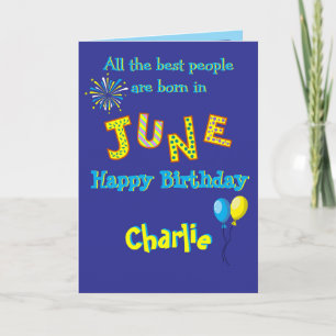 Carte de vœux pliée pour anniversaire en juin