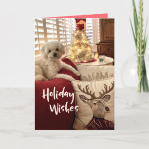 Carte de vœux pliée pour chien de Noël au renne
