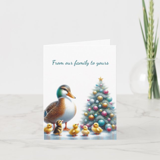 Carte de voeux pliée pour la famille de canard de  (Devant)