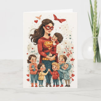 Carte de vœux pliée pour la fête des mères