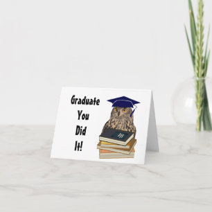 Carte de voeux pliée pour la graduation de hibou