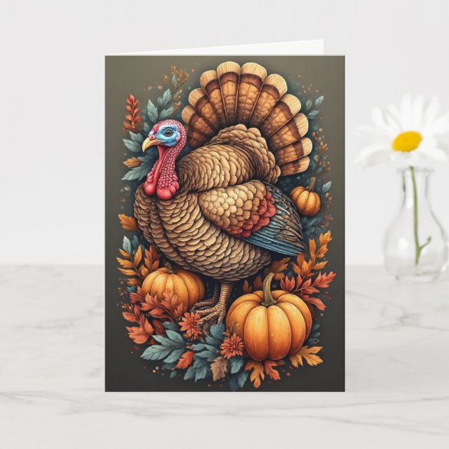 Carte de voeux pliée pour la Turquie de Thanksgivi (Petite plante)