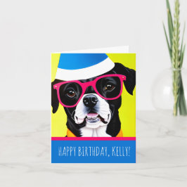 Carte de voeux pliée pour l'anniversaire du chien
