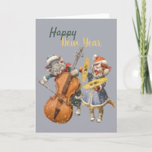 Carte de voeux pliée pour les chats musiciens de l