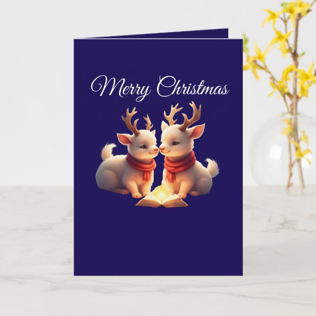 Carte de vœux pliée pour Noël avec agneau (Fleur jaune)