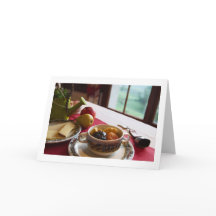 Carte de vœux pliée pour petit déjeuner dans un bo