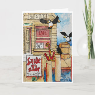 Carte de voeux pliée Puffins Fine Dining