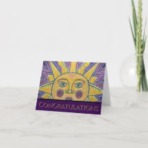 Carte de vœux pliée Soleil sur un jour enneigé