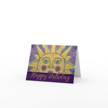Carte de vœux pliée Soleil sur un jour enneigé
