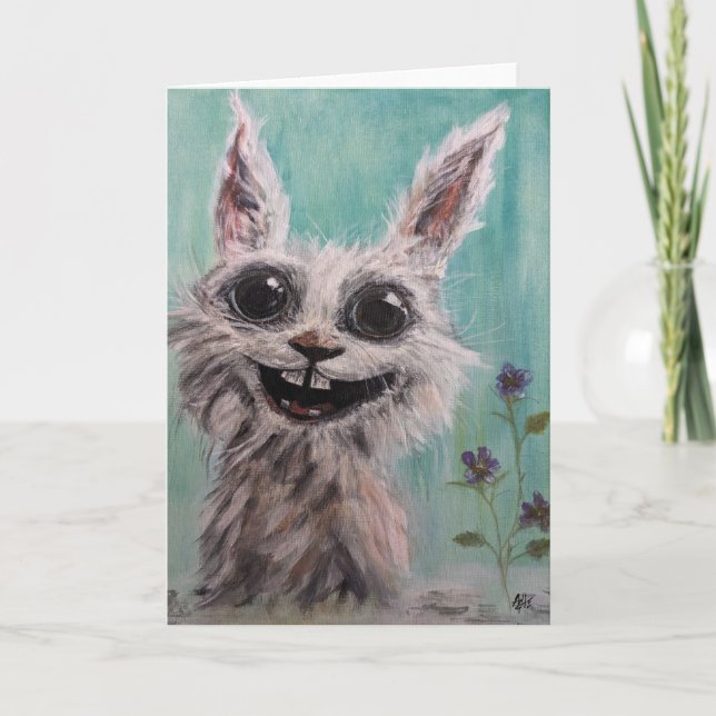 Carte de voeux pliée sur lapin (Devant)