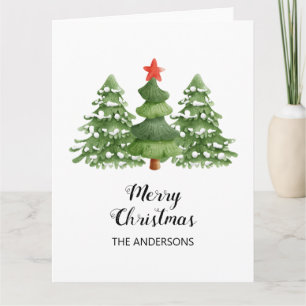 Carte de voeux pliée sur les arbres de Noël person