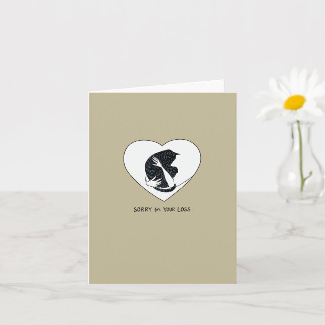 Carte de voeux pliée Sympathie Chat, 4 po x 5,6 po (Petite plante)