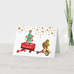 Carte de voeux pliée ' Tricycle de Noël'