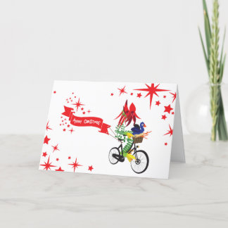 Carte de voeux pliée "vélo de Noël"