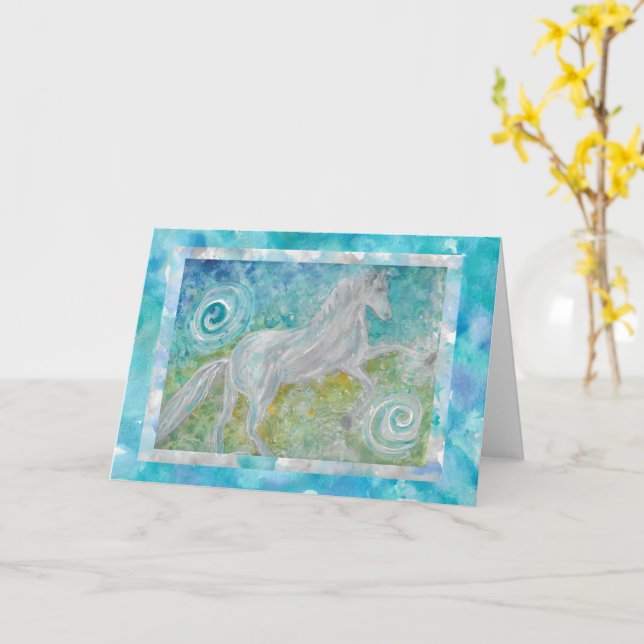 Carte de vœux pliée vierge Whimsy Horse Play 2 5x7 (Fleur jaune)