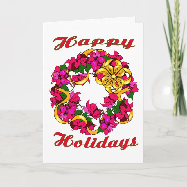 Carte de voeux Poinsettia Wreath (Devant)