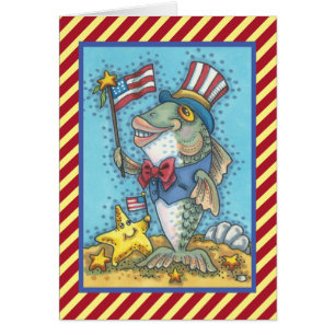 CARTE DE VŒUX POISSON PATRIOTIQUE DU 4 JUILLET Ver