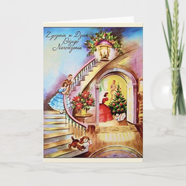 Carte de voeux polonaise de Noël de cru (Devant)