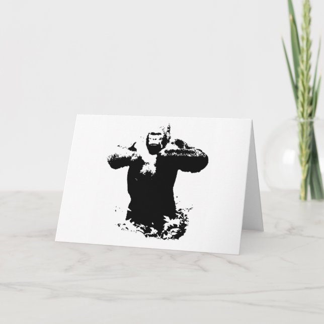 Carte de vœux Pop Art Gorille Battant la Poitrine (Devant)