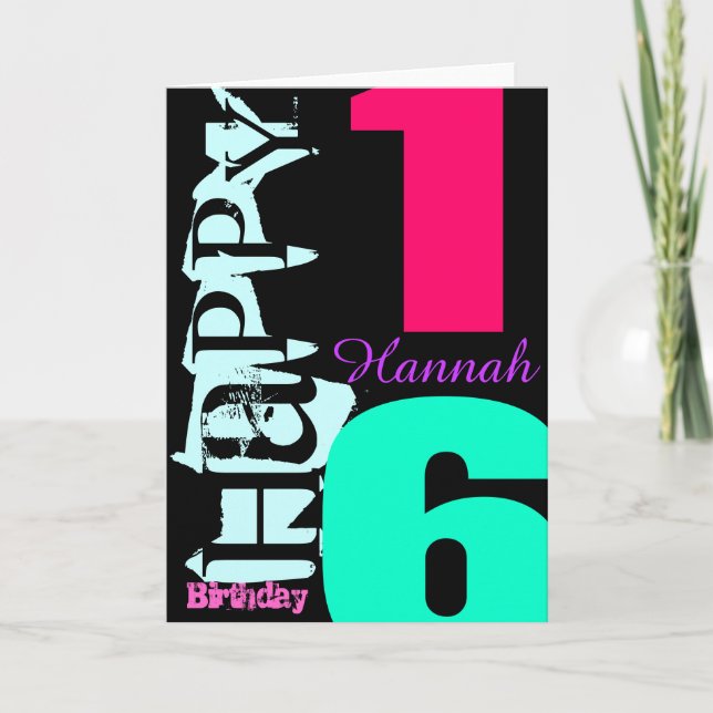 Carte de voeux POP personnalisée 16e anniversaire (Devant)