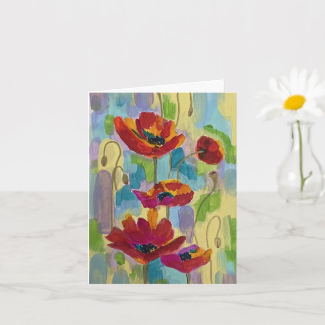 Carte de vœux Poppy Abstrait Pliée (Petite plante)
